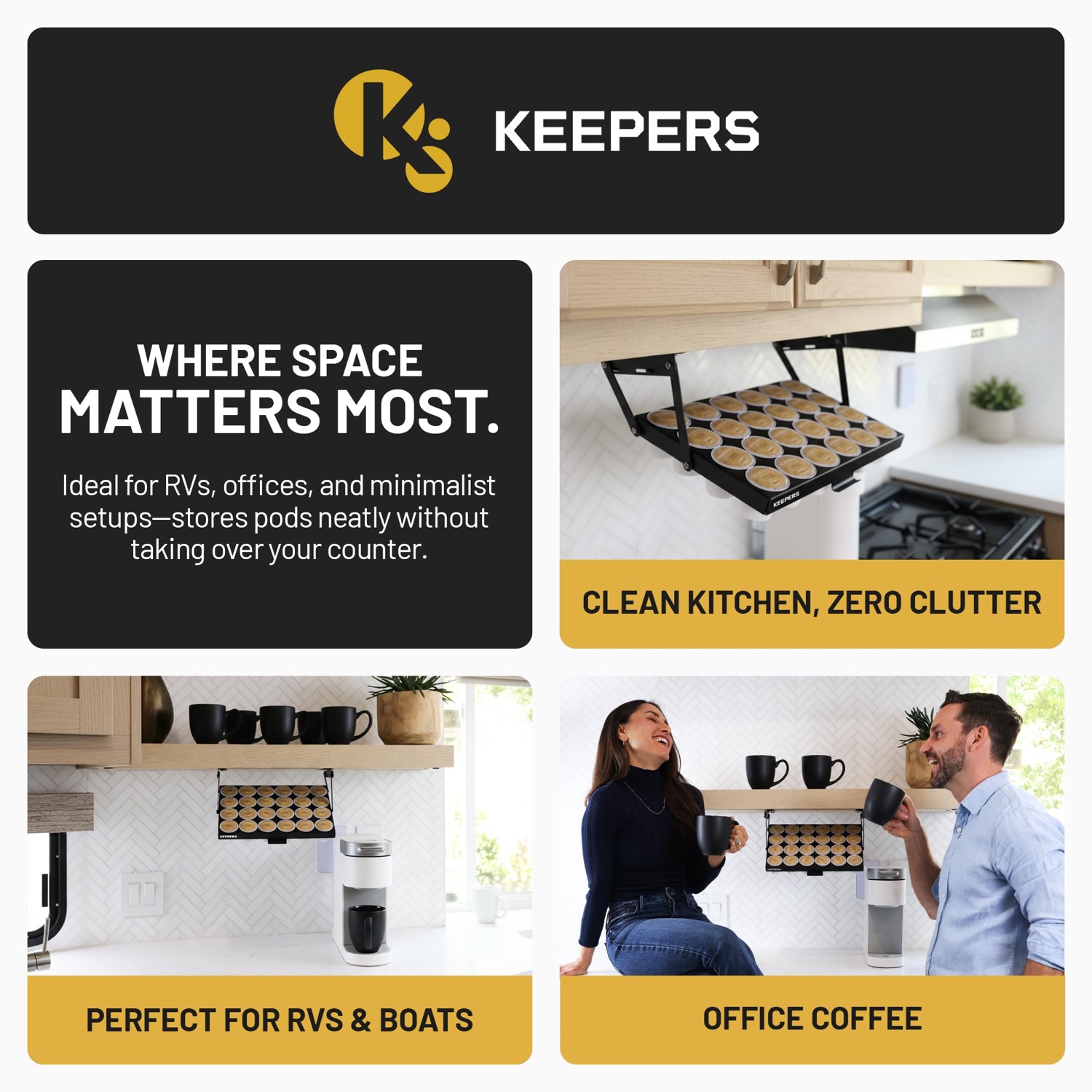 Coffee Keeper Black under-cabinet storage
