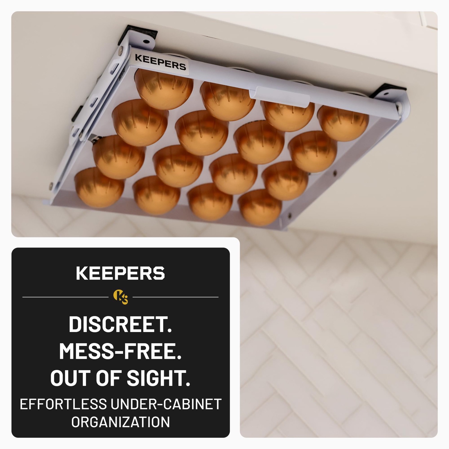 Coffee Keeper Bold (WHITE) under-cabinet pod holder