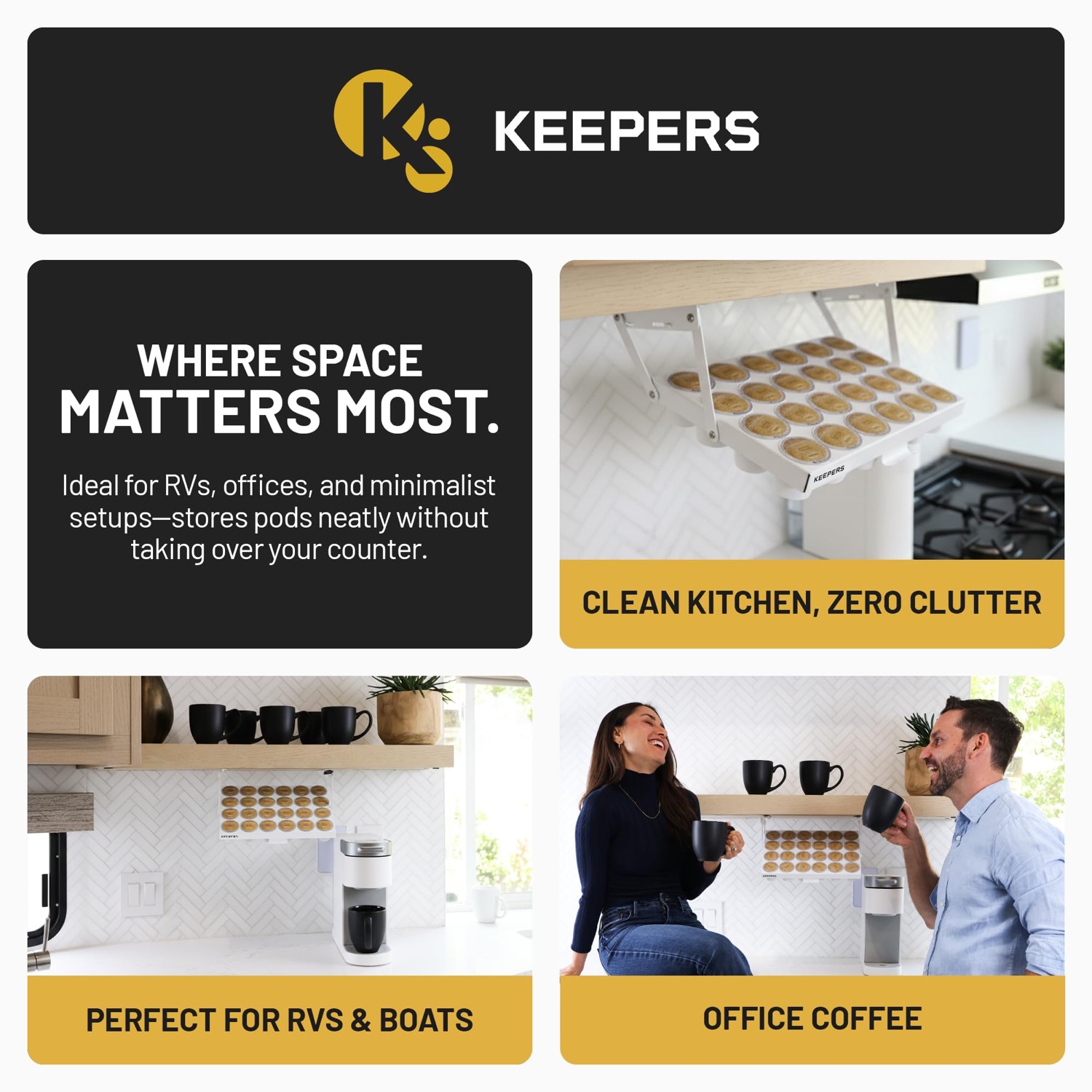 Coffee Keeper White under-cabinet storage
