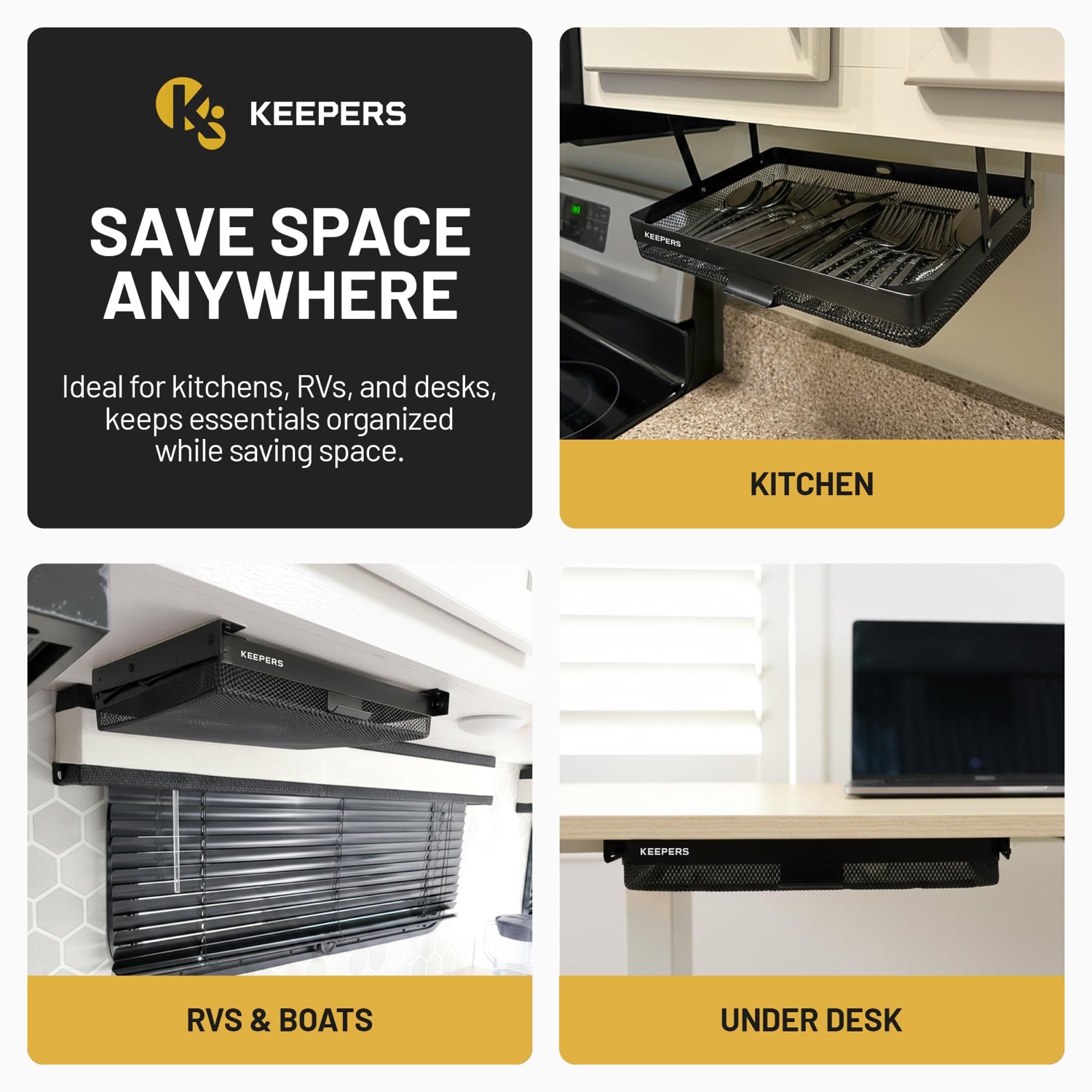 Everything Keeper Black under-cabinet storage