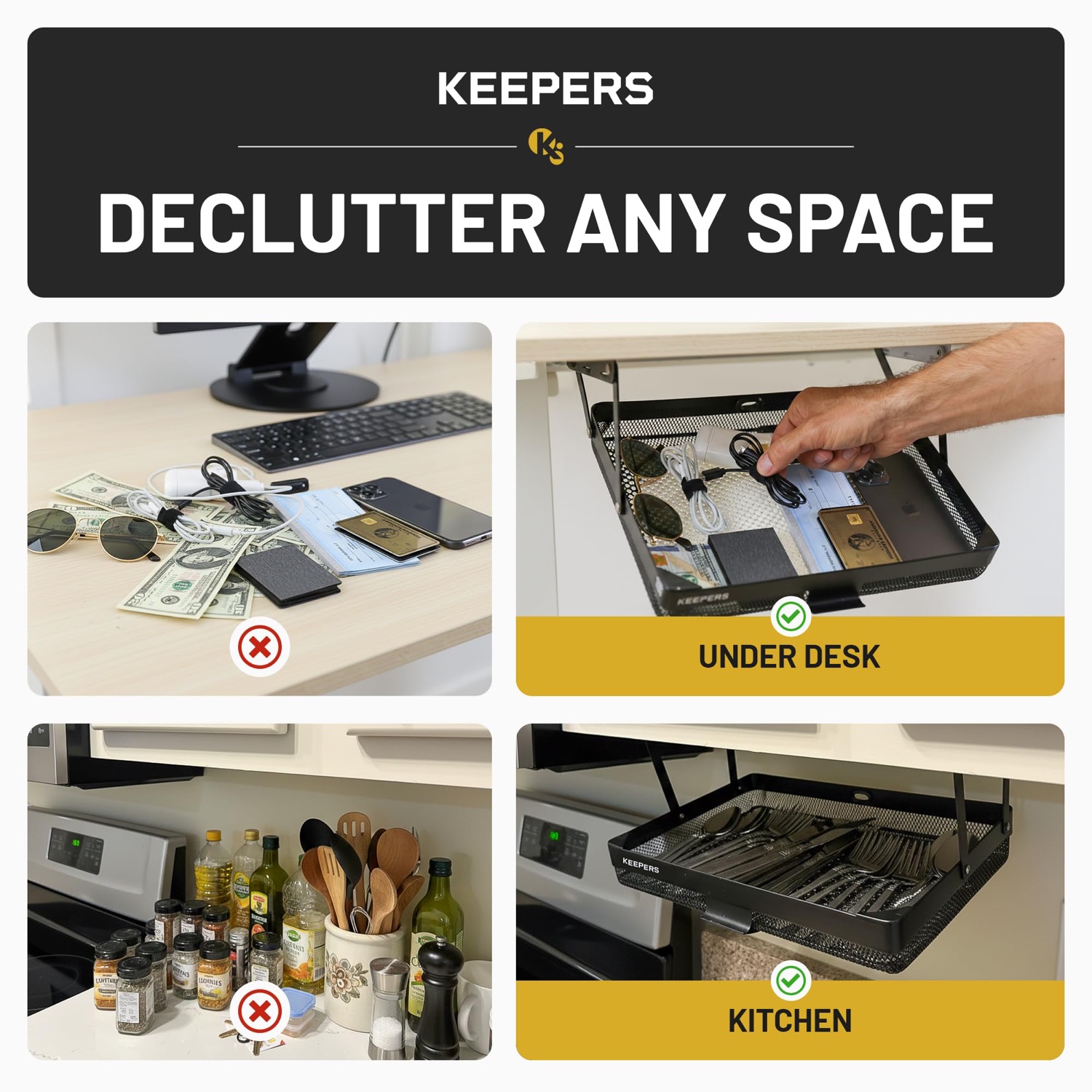 Everything Keeper Black under-cabinet storage
